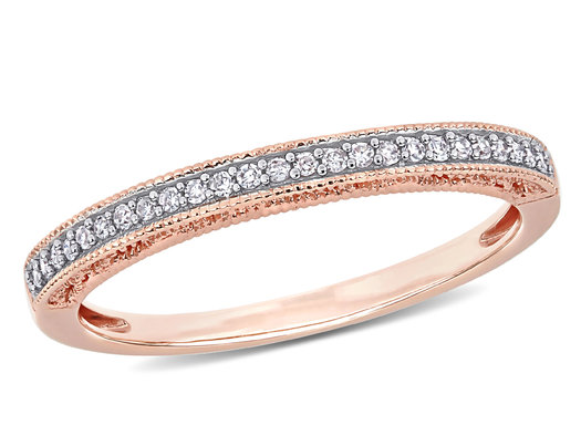 1/10 Carat (ctw) Diamond Wedding Band Ring in 10K Rose Pink Gold
