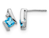 1/2 Carat (ctw) Natural Blue Topaz Stud Earrings in 10K White Gold