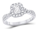 1.00 Carat (ctw G-H, I1-I2) Emerald-Cut Diamond Engagement Ring in 14K White Gold