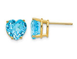 4.00 Carat (ctw) Natural Blue Topaz Heart Stud Earrings in 14K Yellow Gold