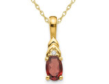 3/5 Carat (ctw) Garnet Pendant Necklace in 14K Yellow Gold with Chain