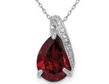 Sterling Silver Garnet 2.10 Carat (ctw) Drop Pendant Necklace with Chain