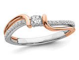 14K White and Rose Pink Gold Promise Ring with Diamonds