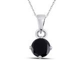 1.00 Carat (ctw) Solitaire Black Diamond Pendant Necklace in 10K White Gold with Chain