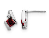 9/10 Carat (ctw) Cushion Cut Garnet Post Earrings in 10k White Gold