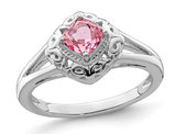 1/2 Carat (ctw) Natural Pink Tourmaline Ring in Sterling Silver