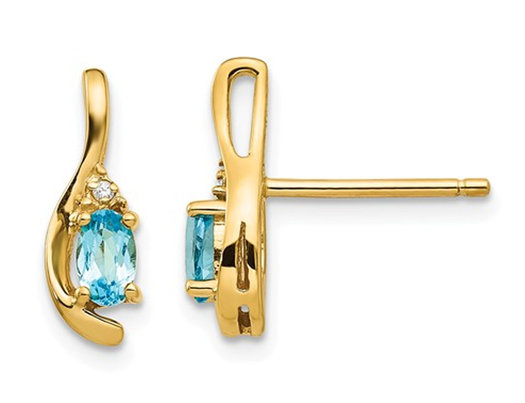 1/2 Carat (ctw) Natural Blue Topaz Earrings in 14K Yellow Gold
