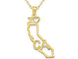 10K Yellow Gold Solid California State Charm Pendant Necklace with Chain