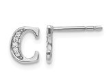 Accent Diamond Letter - C - Charm Earrings in 14K White Gold