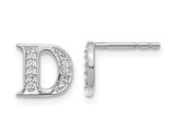 Accent Diamond Letter - D - Charm Earrings in 14K White Gold