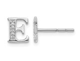 Accent Diamond Letter - E - Charm Earrings in 14K White Gold