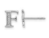 Accent Diamond Letter - F - Charm Earrings in 14K White Gold