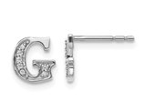 Accent Diamond Letter - G - Charm Earrings in 14K White Gold