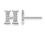 Accent Diamond Letter - H - Charm Earrings in 14K White Gold