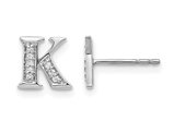 Accent Diamond Serif Letter - K - Charm Earrings in 14K White Gold