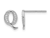 Accent Diamond Serif Letter - Q - Charm Earrings in 14K White Gold