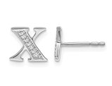 Accent Diamond Serif Letter - X - Charm Earrings in 14K White Gold