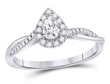 1/3 Carat (ctw G-H, I1) Pear Drop Diamond Engagement Ring in 14K White Gold