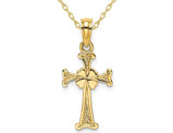14K Yellow Gold 4-Leaf Cross Charm Pendant Necklace with Chain 