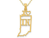 14K Yellow Gold Solid Indiana State Charm Pendant Necklace with Chain