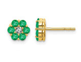 Natural Green Stud Emerald Earrings 7/10 Carat (ctw) in 14K Yellow Gold