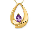 2/3 Carat (ctw) Amethyst Drop Pendant Necklace in 14K Yellow Gold with Chain