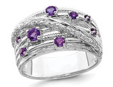Purple Amethyst Ring Band 2/5 Carat (ctw) in Sterling Silver