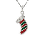 Sterling Silver Christmas Stocking Charm Pendant Necklace with Chain