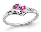 1/5 Carat (ctw) Lab-Created Pink Sapphire Twin Heart Ring in 14K White Gold
