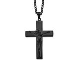 Men's Chisel Black Plated Stainless Steel Crucifix Necklace with Chain