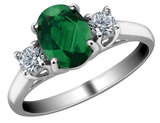 Emerald Ring with Diamonds 3/4 Carat (ctw) in 14K White Gold