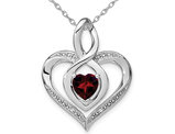 Natural Red Garnet 9/10 Carat (ctw) Heart Pendant Necklace in Sterling Silver with Chain