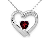 Natural Red Garnet 1/2 Carat (ctw) Heart Pendant Necklace in Sterling Silver with Chain