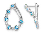 1/2 Carat (ctw) Blue Topaz Hoop Earrings in 14K White Gold