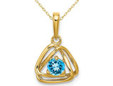 2/5 Carat (ctw) Blue Topaz Drop Pendant Necklace in 14K Yellow Gold With Chain