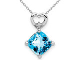 1.65 Carat (ctw) Blue Topaz Pendant Necklace in 14K White Gold with Chain