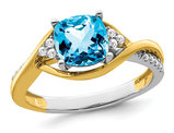 1.25 Carat (ctw) Natural Blue Topaz Ring in 14K Yellow and White Gold with Diamonds
