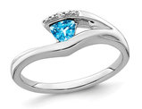 1/4 Carat (ctw) Trilion-Cut Blue Topaz Solitaire Ring in 10K White Gold