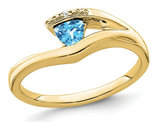 1/4 Carat (ctw) Trilion-Cut Blue Topaz Solitaire Ring in 10K Yellow Gold
