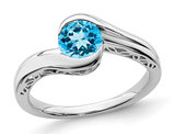 7/10 Carat (ctw) Blue Topaz Solitaire Ring in 14K White Gold