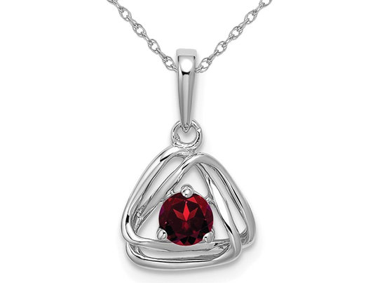 1/3 Carat (ctw) Natural Garnet Pendant Necklace in 14K White Gold with Chain