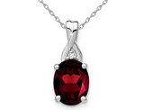 2.00 Carat (ctw) Garnet Pendant Necklace in 14K White Gold with Chain