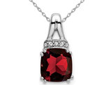 1.25 Carat (ctw) Cushion-Cut Garnet Pendant Necklace in 14K White Gold with Chain
