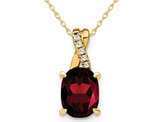 7/10 Carat (ctw) Natural Garnet Twist Pendant Necklace in 10K Yellow Gold with Chain