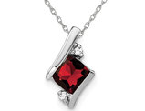 7/10 Carat (ctw) Natural Garnet Pendant Necklace in 10K White Gold with Chain
