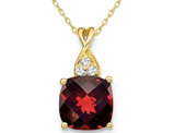 1.70 Carat (ctw) Natural Garnet Pendant Necklace in 10K Yellow Gold with Chain