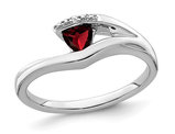 14K White Gold Trillion Cut Garnet Ring 1/4 Carat (ctw)