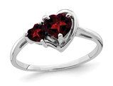 14K White Gold Natural Red Garnet Heart Promise Ring 1.10 Carat (ctw)