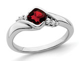 10K White Gold Cushion Cut Garnet Ring 7/10 Carat (ctw)