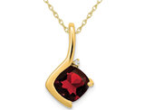 2.00 Carat (ctw) Garnet Pendant Necklace in 14K Yellow Gold with Chain